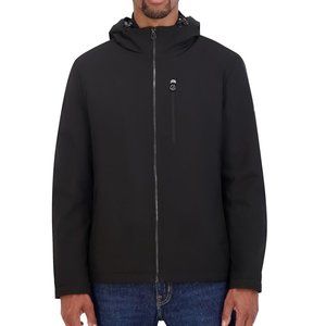 Nautica Faux Shearling Lined Hooded Softshell Zip Jacket Mens Black 2XL NWT 175
